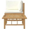 Loungegrupp för trädgården med gräddvita dynor 2 delar bambu vidaXL – miniatyr 4