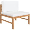 Loungegrupp för trädgården med gräddvita dynor 2 delar teak vidaXL – miniatyr 2