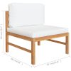 Loungegrupp för trädgården med gräddvita dynor 2 delar teak vidaXL – miniatyr 6