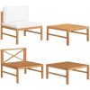 Loungegrupp för trädgården med gräddvita dynor 2 delar teak vidaXL – miniatyr 1