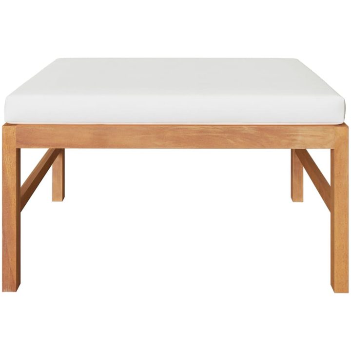Loungegrupp för trädgården med gräddvita dynor 3 delar teak vidaXL – bild 5
