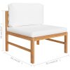 Loungegrupp för trädgården med gräddvita dynor 3 delar teak vidaXL – miniatyr 8