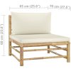 Loungegrupp för trädgården med gräddvita dynor 4 delar bambu vidaXL – miniatyr 9