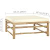 Loungegrupp för trädgården med gräddvita dynor 4 delar bambu vidaXL – miniatyr 10