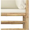 Loungegrupp för trädgården med gräddvita dynor 5 delar bambu vidaXL – miniatyr 4