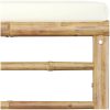 Loungegrupp för trädgården med gräddvita dynor 6 delar bambu vidaXL – miniatyr 8
