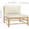 Loungegrupp för trädgården med gräddvita dynor 9 delar bambu vidaXL – miniatyr 12