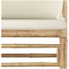Loungegrupp för trädgården med gräddvita dynor 9 delar bambu vidaXL – miniatyr 6