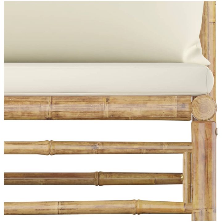 Loungegrupp för trädgården med gräddvita dynor 9 delar bambu vidaXL – bild 6