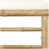 Loungegrupp för trädgården med gräddvita dynor 9 delar bambu vidaXL – miniatyr 8
