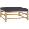 Loungegrupp för trädgården med mörkgrå dynor 11 delar bambu vidaXL – miniatyr 9