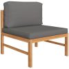 Loungegrupp för trädgården med mörkgrå dynor 2 delar teak vidaXL – miniatyr 2