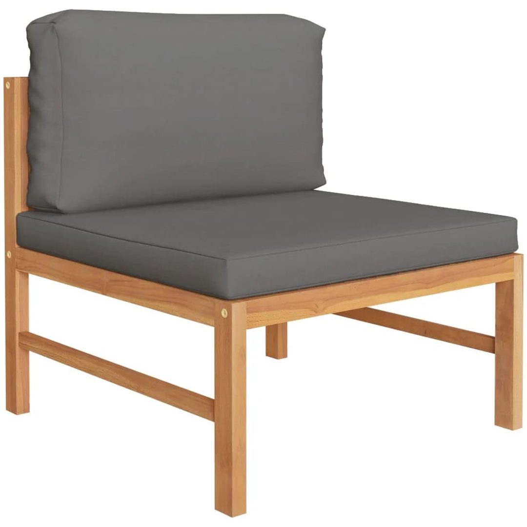 Loungegrupp för trädgården med mörkgrå dynor 2 delar teak vidaXL – bild 2