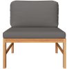 Loungegrupp för trädgården med mörkgrå dynor 2 delar teak vidaXL – miniatyr 3