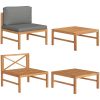 Loungegrupp för trädgården med mörkgrå dynor 2 delar teak vidaXL – miniatyr 1