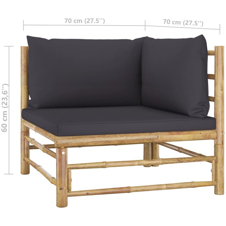 Loungegrupp för trädgården med mörkgrå dynor 8 delar bambu vidaXL – bild 11