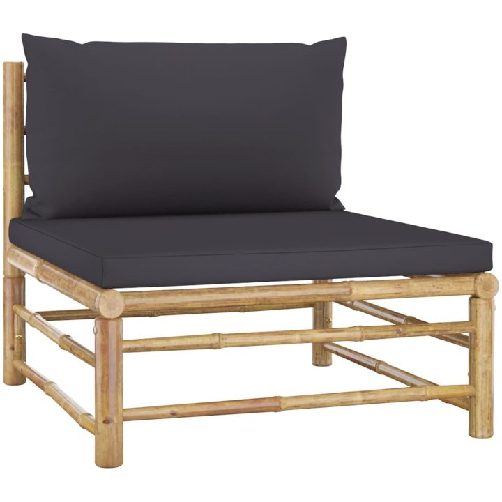 Loungegrupp för trädgården med mörkgrå dynor 8 delar bambu vidaXL – bild 7