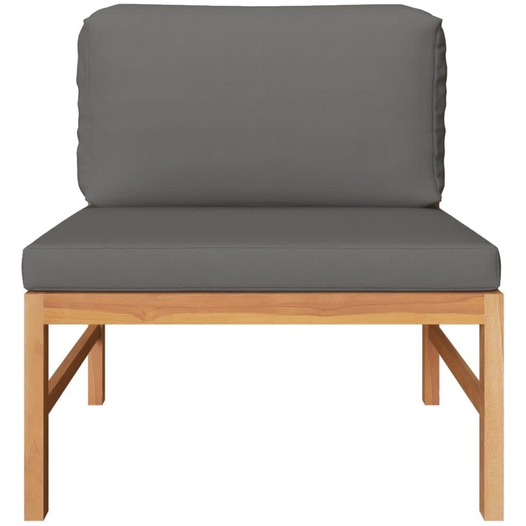 Loungegrupp för trädgården med mörkgråa dynor 3 delar teak vidaXL – bild 3