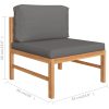 Loungegrupp för trädgården med mörkgråa dynor 3 delar teak vidaXL – miniatyr 8