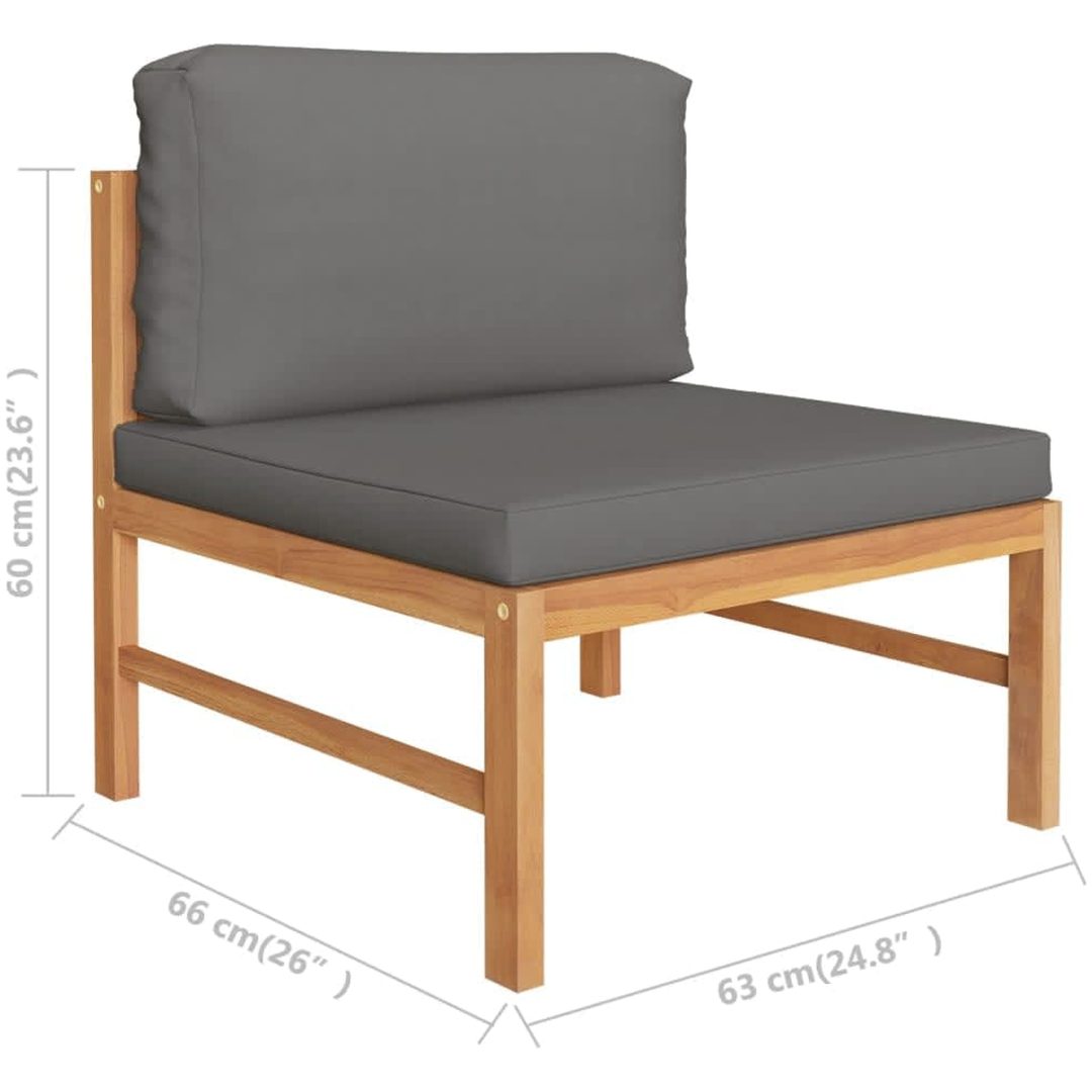 Loungegrupp för trädgården med mörkgråa dynor 3 delar teak vidaXL – bild 8