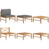 Loungegrupp för trädgården med mörkgråa dynor 3 delar teak vidaXL – miniatyr 1