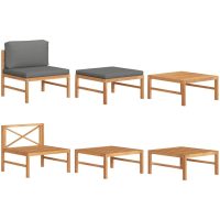 Loungegrupp för trädgården med mörkgråa dynor 3 delar teak vidaXL