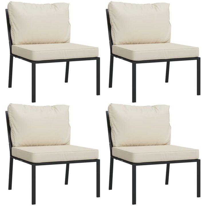 Loungegrupp för trädgården med sandfärgade dynor 7 delar stål vidaXL – bild 6