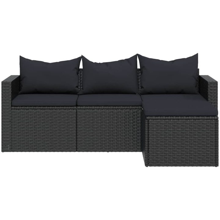 Loungegrupp för trädgården svart konstrottning vidaXL – bild 4