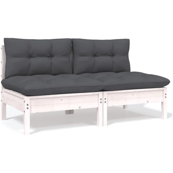 Loungegrupp med antracit dynor 13 delar massiv furu vidaXL – bild 4