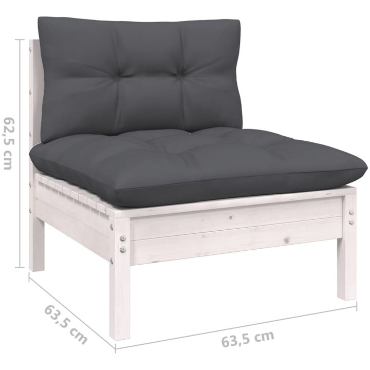 Loungegrupp med antracit dynor 13 delar massiv furu vidaXL – bild 8