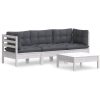 Loungegrupp med antracit dynor 4 delar furu vidaXL – miniatyr 2