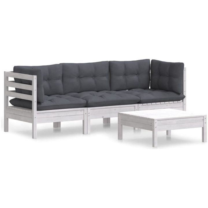 Loungegrupp med antracit dynor 4 delar furu vidaXL – bild 2