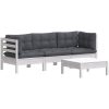 Loungegrupp med antracit dynor 4 delar furu vidaXL – miniatyr 3