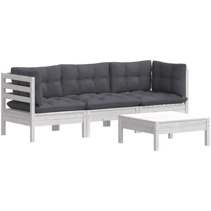 Loungegrupp med antracit dynor 4 delar furu vidaXL – bild 3