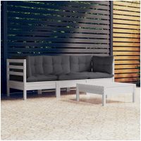 Loungegrupp med antracit dynor 4 delar furu vidaXL