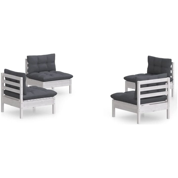 Loungegrupp med antracit dynor 4 delar massiv furu vidaXL – bild 2