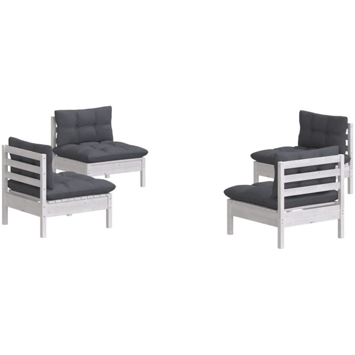 Loungegrupp med antracit dynor 4 delar massiv furu vidaXL – bild 3