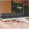 Loungegrupp med antracit dynor 5 delar massiv furu vidaXL – miniatyr 1