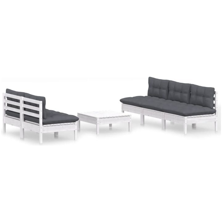 Loungegrupp med antracit dynor 6 delar massiv furu vidaXL – bild 2