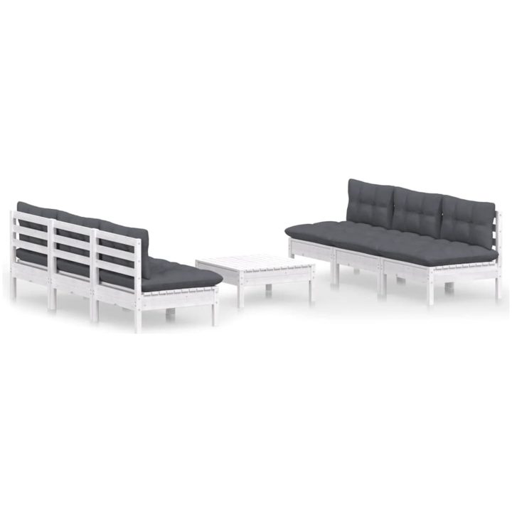 Loungegrupp med antracit dynor 7 delar massiv furu vidaXL – bild 2