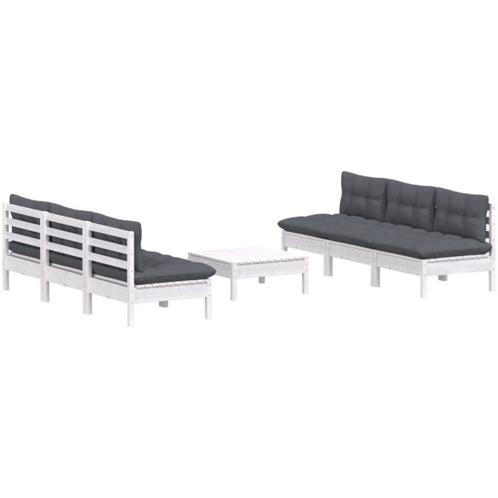 Loungegrupp med antracit dynor 7 delar massiv furu vidaXL – bild 3