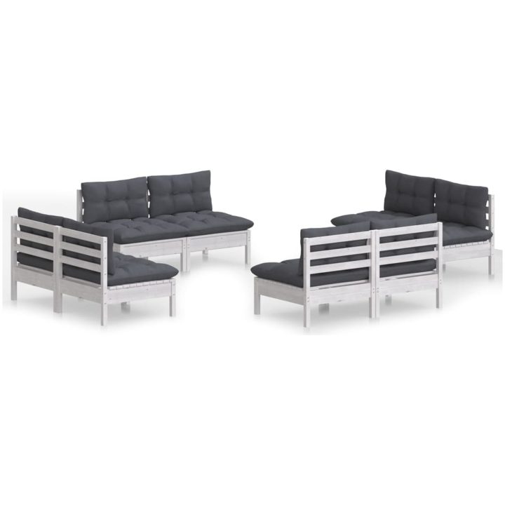 Loungegrupp med antracit dynor 8 delar massiv furu vidaXL – bild 2