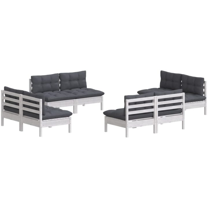 Loungegrupp med antracit dynor 8 delar massiv furu vidaXL – bild 3