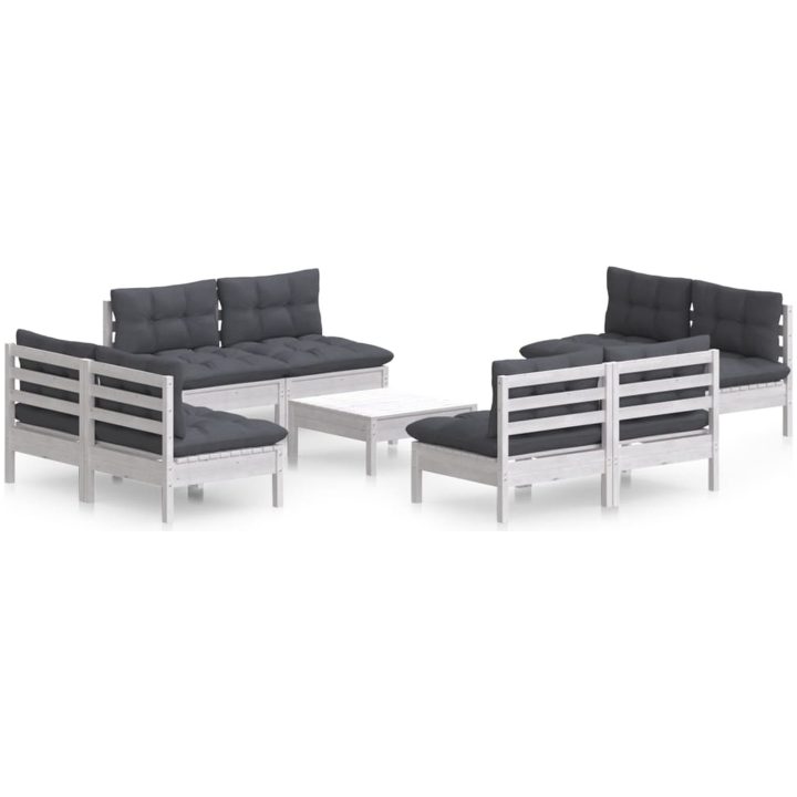 Loungegrupp med antracit dynor 9 delar massiv furu vidaXL – bild 2