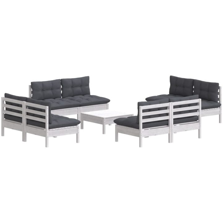 Loungegrupp med antracit dynor 9 delar massiv furu vidaXL – bild 3