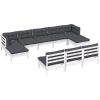 Loungegrupp med dynor 10 delar vit massiv furu vidaXL – miniatyr 3