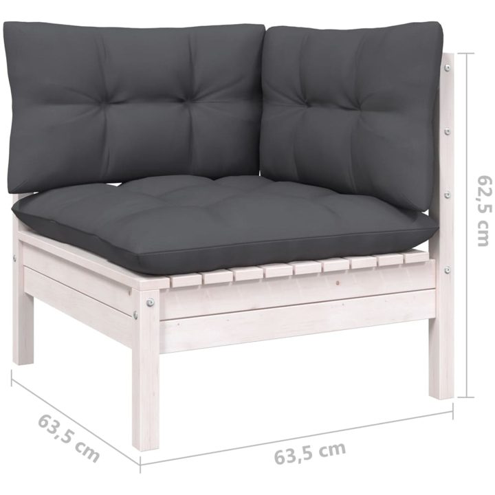 Loungegrupp med dynor 10 delar vit massiv furu vidaXL – bild 7
