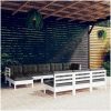 Loungegrupp med dynor 10 delar vit massiv furu vidaXL – miniatyr 1