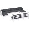 Loungegrupp med dynor 11 delar vit massiv furu vidaXL – miniatyr 3