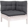 Loungegrupp med dynor 11 delar vit massiv furu vidaXL – miniatyr 4